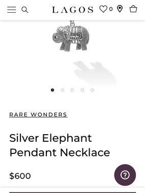LAGOS Rare Wonders Silver Elephant Pendant Necklace